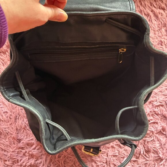 Vintage COACH Large Black Drawstring Backpack Leather Shoulder Bag C3S 0529 - Picture 8 of 9